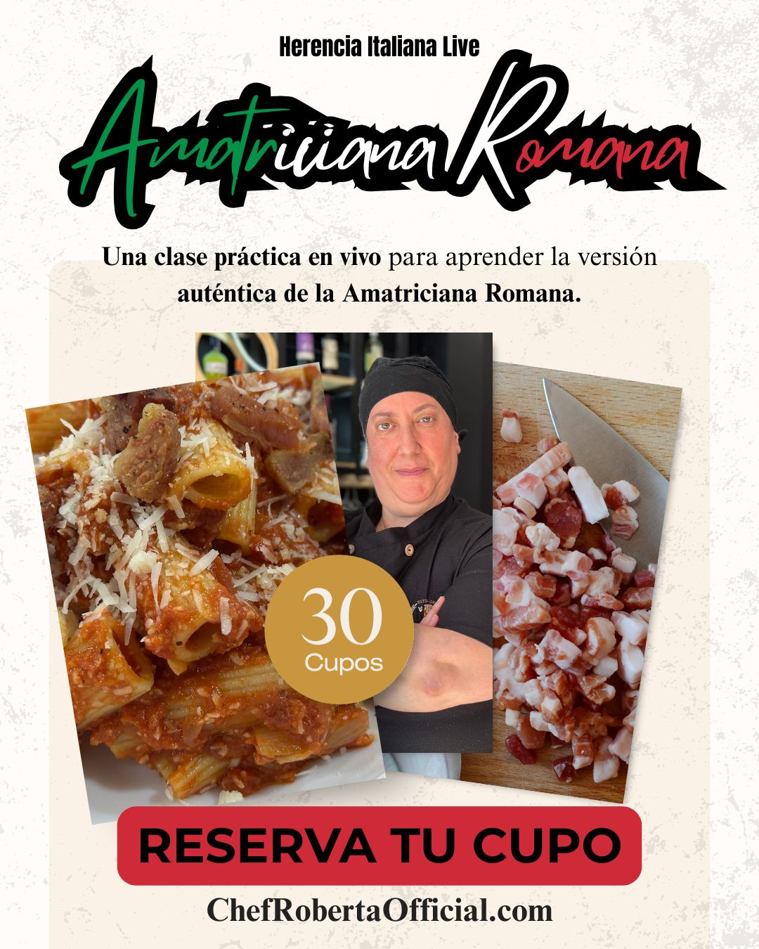 Amatriciana Romana — Clase en Vivo con Chef Roberta | 12 de Julio