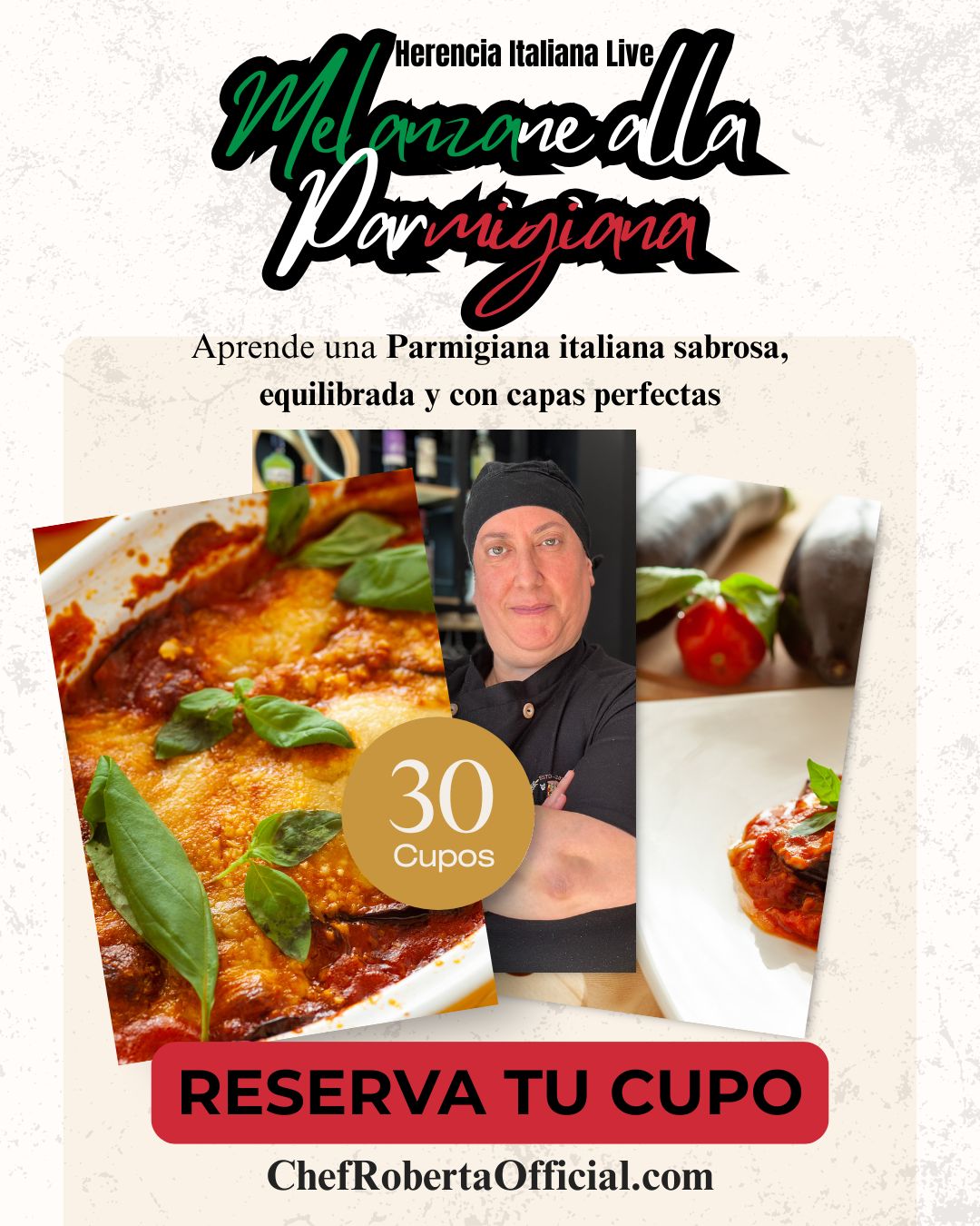 Melanzane alla Parmigiana — Clase en Vivo con Chef Roberta | 05 de Julio