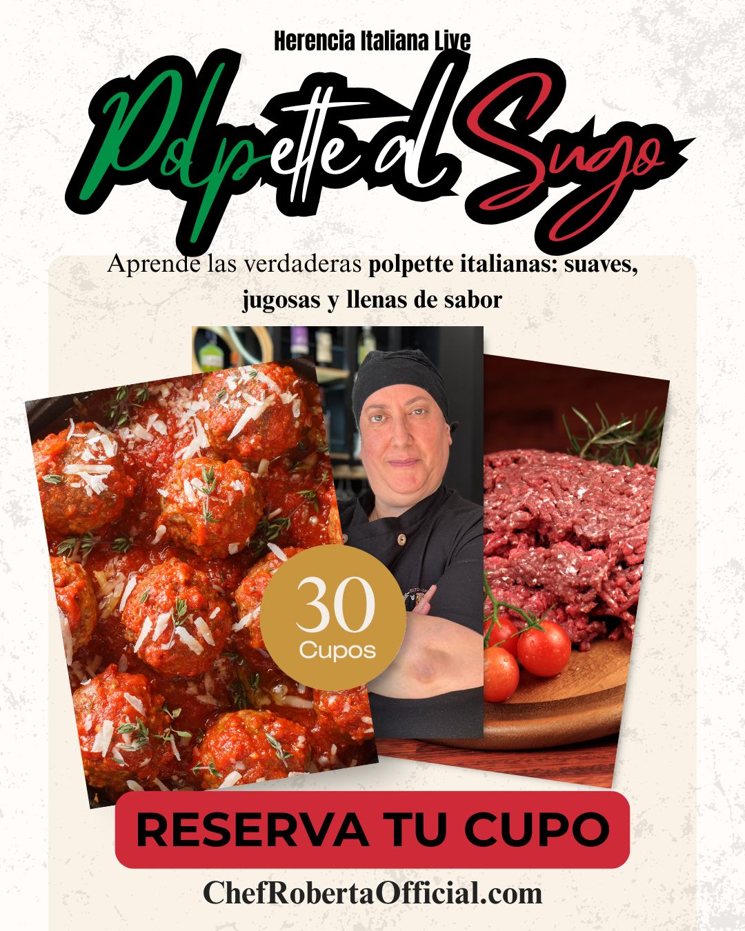 Polpette al Sugo — Clase en Vivo con Chef Roberta | 28 de Junio