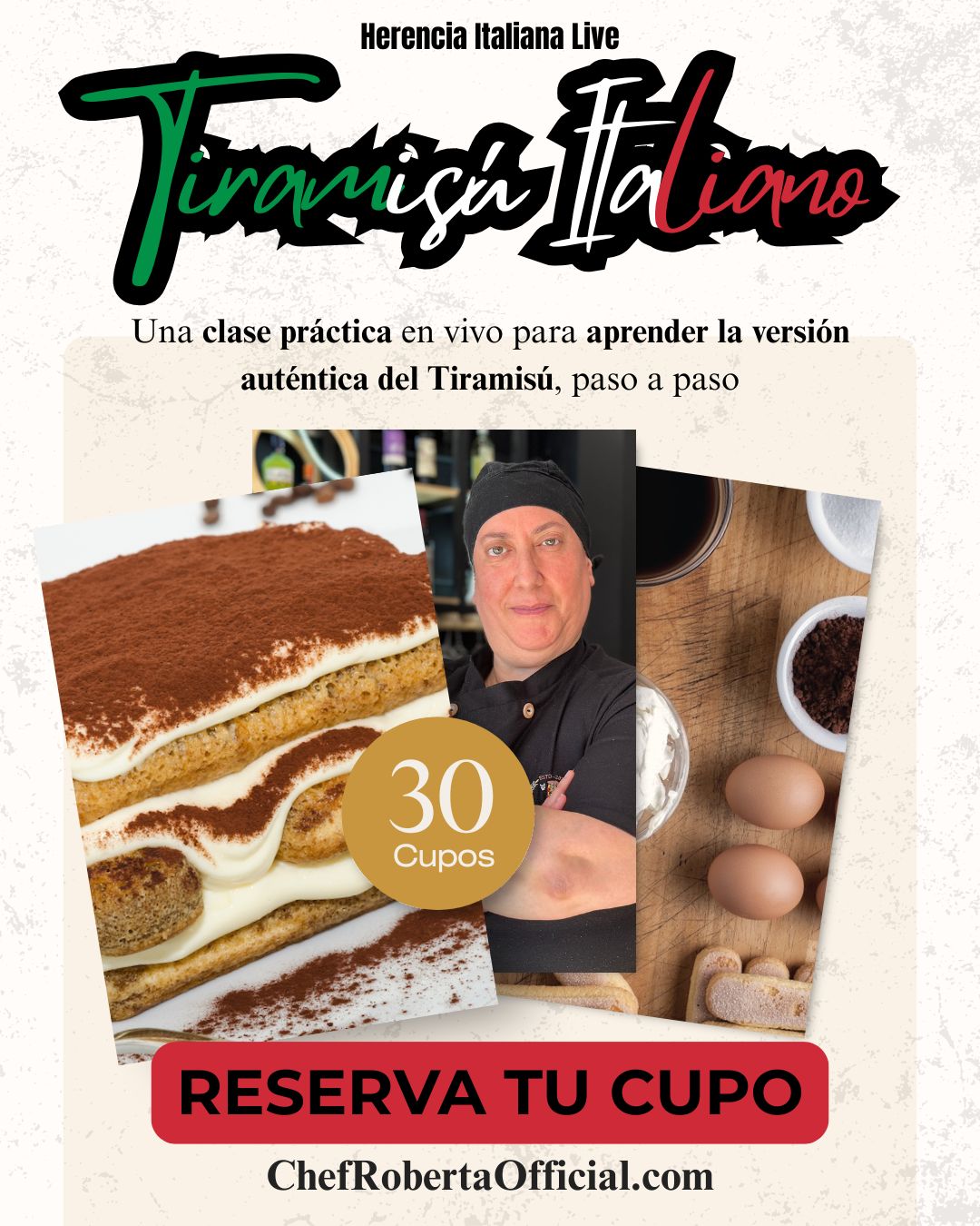 Tiramisú Italiano — Clase en Vivo con Chef Roberta | 14 de Junio