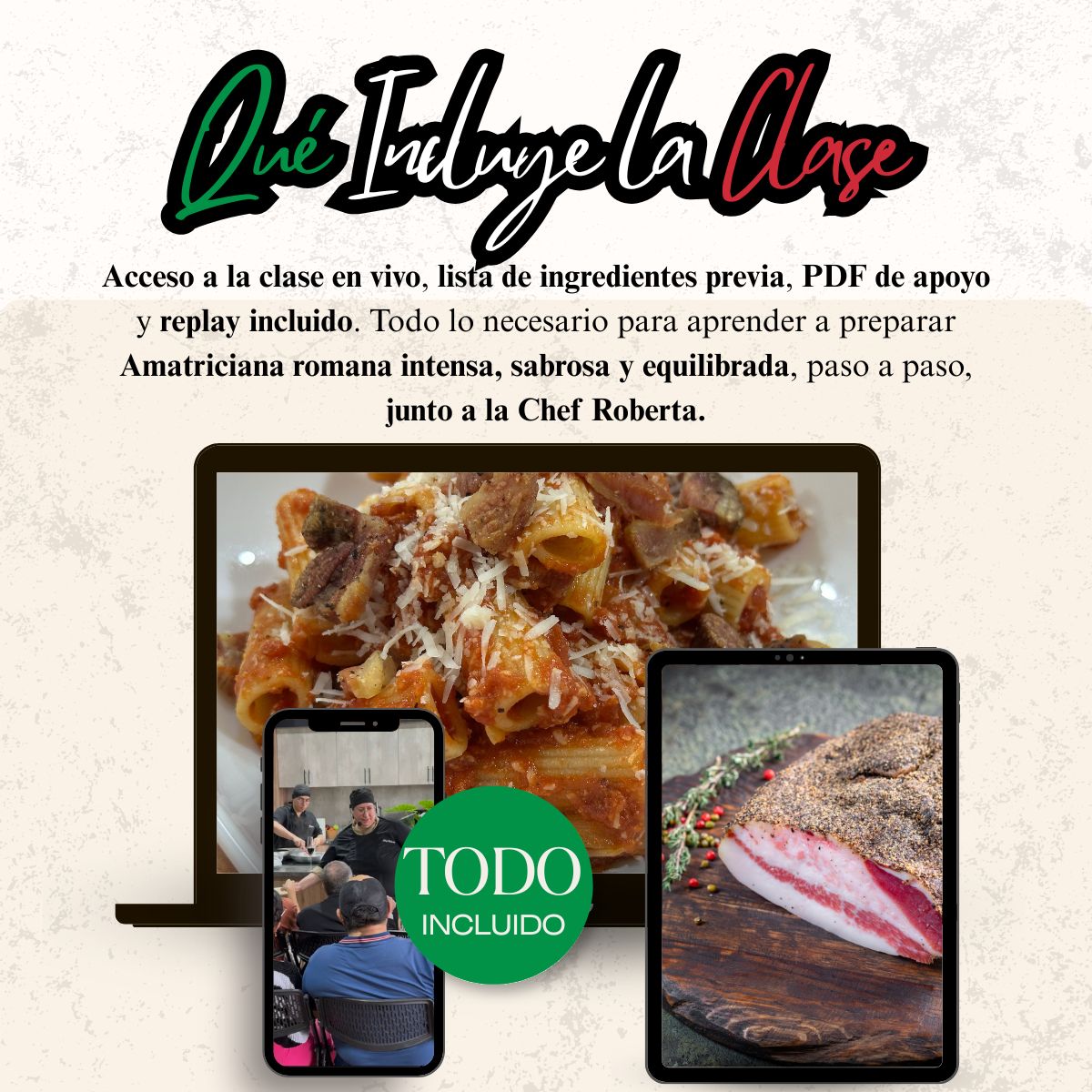 Amatriciana Romana — Clase en Vivo con Chef Roberta | 16 de Agosto 2 Clase de Amatriciana Romana en Vivo con Chef Roberta